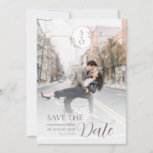 Minimalist Monogram Wedding Save the Date Card (Devant)