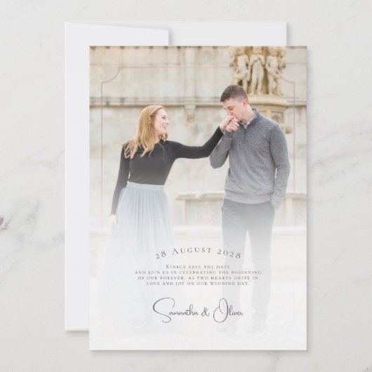 Minimalist Monogram Wedding Save the Date Card (Dos)