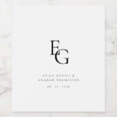 Minimalist Monogram Wedding Wine Bottle Label Wijn Etiket (Enkel label)