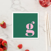 Minimalist Monogrammed Initial in Pink and Green Servet (Insitu)