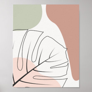 Minimalist monstera line art poster