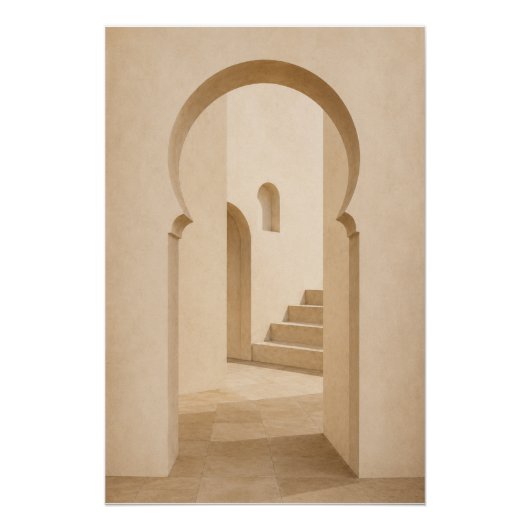 Minimalist Moroccan Archway Wall Art Poster (Devant)