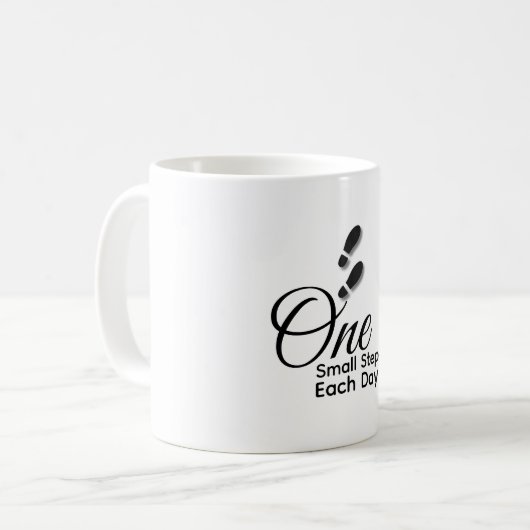 Minimalist Motivational Mug – One Small Step Each (Devant gauche)