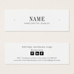 Minimalist Name Stud Earring Jewelry Display Card Mini Visitekaartjes