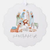 Minimalist Nativity Scene Carol Tekst Kerstmis Ornament Kaart (Voorkant)
