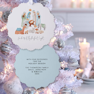 Minimalist Nativity Scene Carol Tekst Kerstmis Ornament Kaart