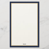 Minimalist Navy Blue and Gold Monogram Briefpapier (Achterkant)