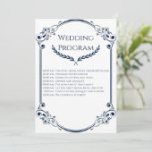 Minimalist Navy Blue and White Wedding Program Programma (Staand voorkant)