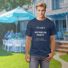 Minimalist Navy Blue Bachelor Party T-Shirt