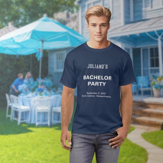 Minimalist Navy Blue Bachelor Party T-Shirt