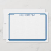 Minimalist Navy Blue Border Note Card Stationery (Voorkant)