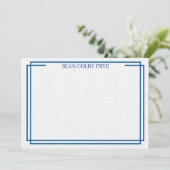 Minimalist Navy Blue Border Note Card Stationery (Staand voorkant)