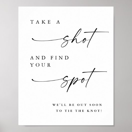 Minimalist Neem een Drink Trouwstoel Teken Poster (Voorkant)