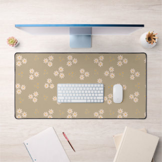Minimalist Neutral Cream Daisy Floral Custom Bureaumat