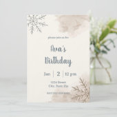 Minimalist Neutral Winter Birthday Invitation Kaart (Staand voorkant)