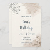 Minimalist Neutral Winter Birthday Invitation Kaart (Voorkant / Achterkant)