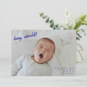 Minimalist New Baby Photo Newborn Hello Birth Aankondiging (Staand voorkant)