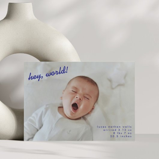 Minimalist New Baby Photo Newborn Hello Birth Aankondiging