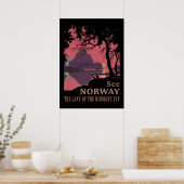 Minimalist Norway Sunset Poster - Mountain Fjord (Cuisine)