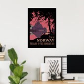 Minimalist Norway Sunset Poster - Mountain Fjord (Bureau à domicile)