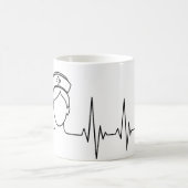 Minimalist Nurse Heartbeat Line Art Mug (Centre)
