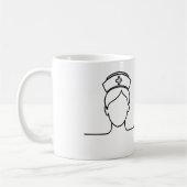Minimalist Nurse Heartbeat Line Art Mug (Gauche)