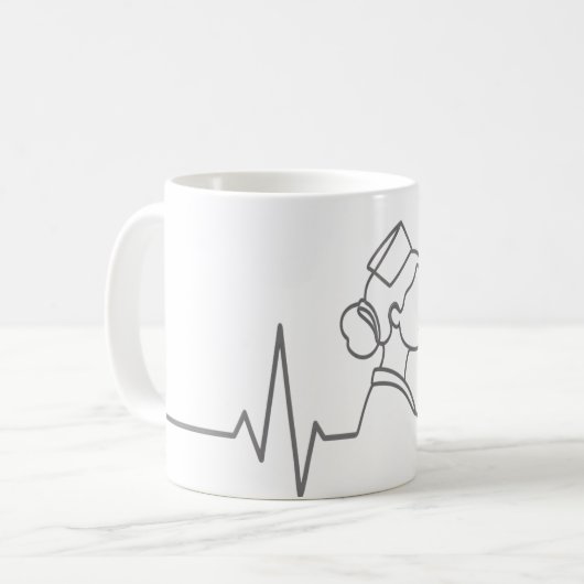 Minimalist Nurse Line Art Mug (Devant gauche)