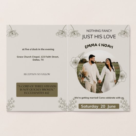 Minimalist Olive Green & Cream Wedding Invitation (Intérieur)