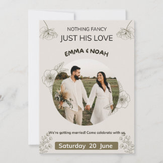 Minimalist Olive Green & Cream Wedding Invitation  Kaart