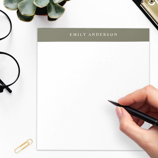 Minimalist Olive Green Elegant Monogram Notitieblok