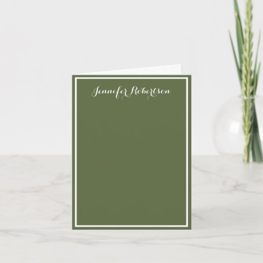 Minimalist Olive Green Elegant Script Custom name (Devant)