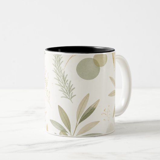 Minimalist Olive & Rosemary Botanical Mug (Devant droit)