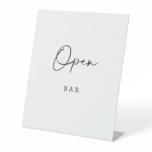 Minimalist Open Bar Sign Modern Elegant Wedding 