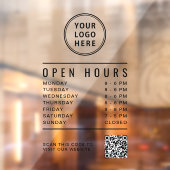 Minimalist Open Hours QR Code Business Logo Raamsticker (Vel 2)
