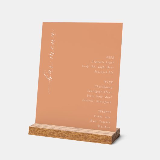 Minimalist Orange Bar Menu Sign (Angle)