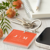 Minimalist Orange Pink Simple Monogram Sleutelhanger (Voorkant Rechts)