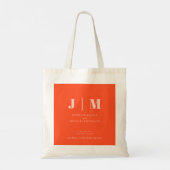 Minimalist Orange Pink Simple Square Wedding Tote Bag (Achterkant)