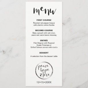 MINIMALIST, Paix, Espoir, Amour, Menu Vacances
