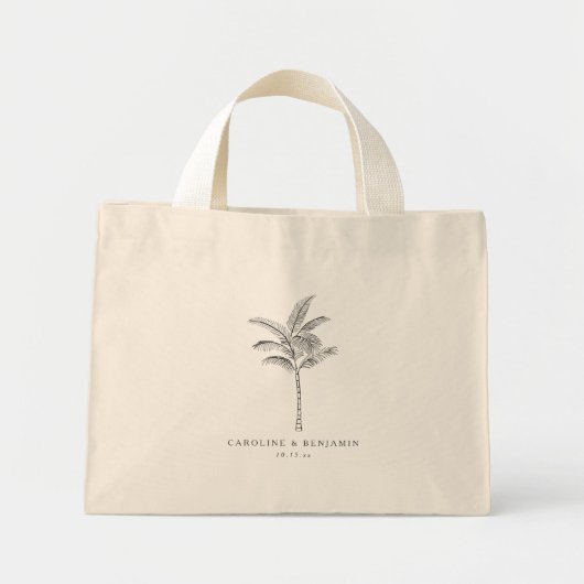 Minimalist Palm Tree Destination Wedding Welcome  Mini Tote Bag (Voorkant)