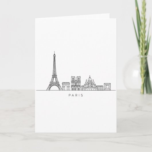 Minimalist Paris Skyline Line Art Kaart (Voorkant)