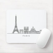 Minimalist Paris Skyline Line Art Muismat (Met muis)