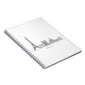 Minimalist Paris Skyline Line Art Notitieboek (Rechterzijde)