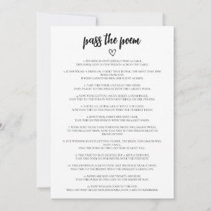 Minimalist Pass het gedicht Vrijgezellenfeest Game Kaart