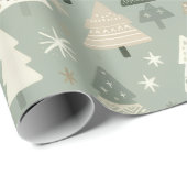Minimalist Pastel Christmas Tree Holiday Cadeaupapier (Rol Hoek)