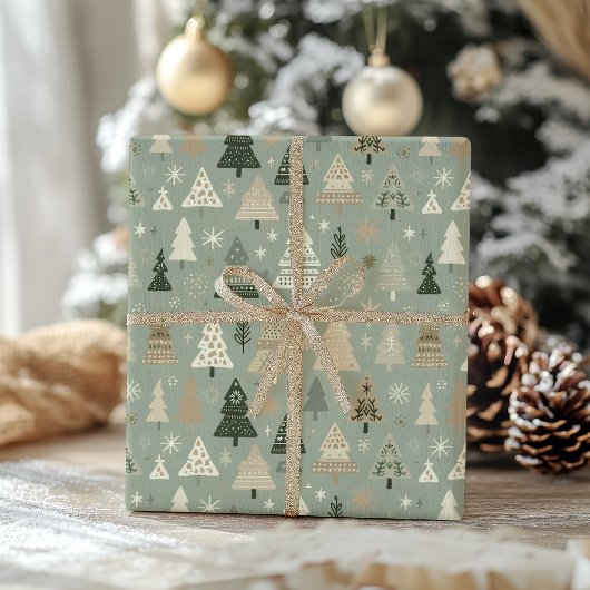 Minimalist Pastel Christmas Tree Holiday Cadeaupapier
