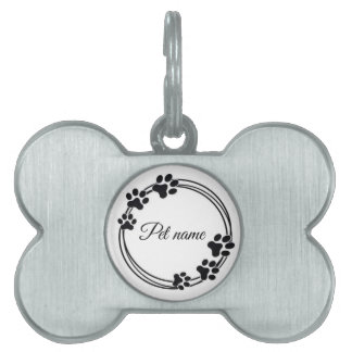 Minimalist Paw Print Frame Personalized Pet Name I Huisdieren Naamplaatje