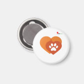 Minimalist Paw Print Heart Modern Fridge Magnet (Recto/Verso)