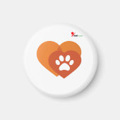 Minimalist Paw Print Heart Modern Fridge Magnet (Devant)
