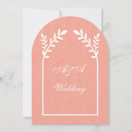 Minimalist Peach and White Arch Wedding  Kaart