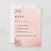 Minimalist Peach Botanical Wedding RSVP Kaartje (Voorkant)